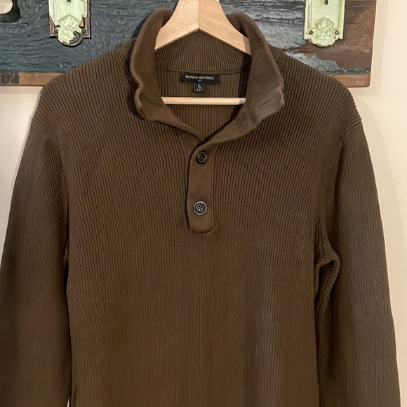 Banana Republic Brown Rib Knit Mock Neck Sweater Size Large - Picture 5 of 13